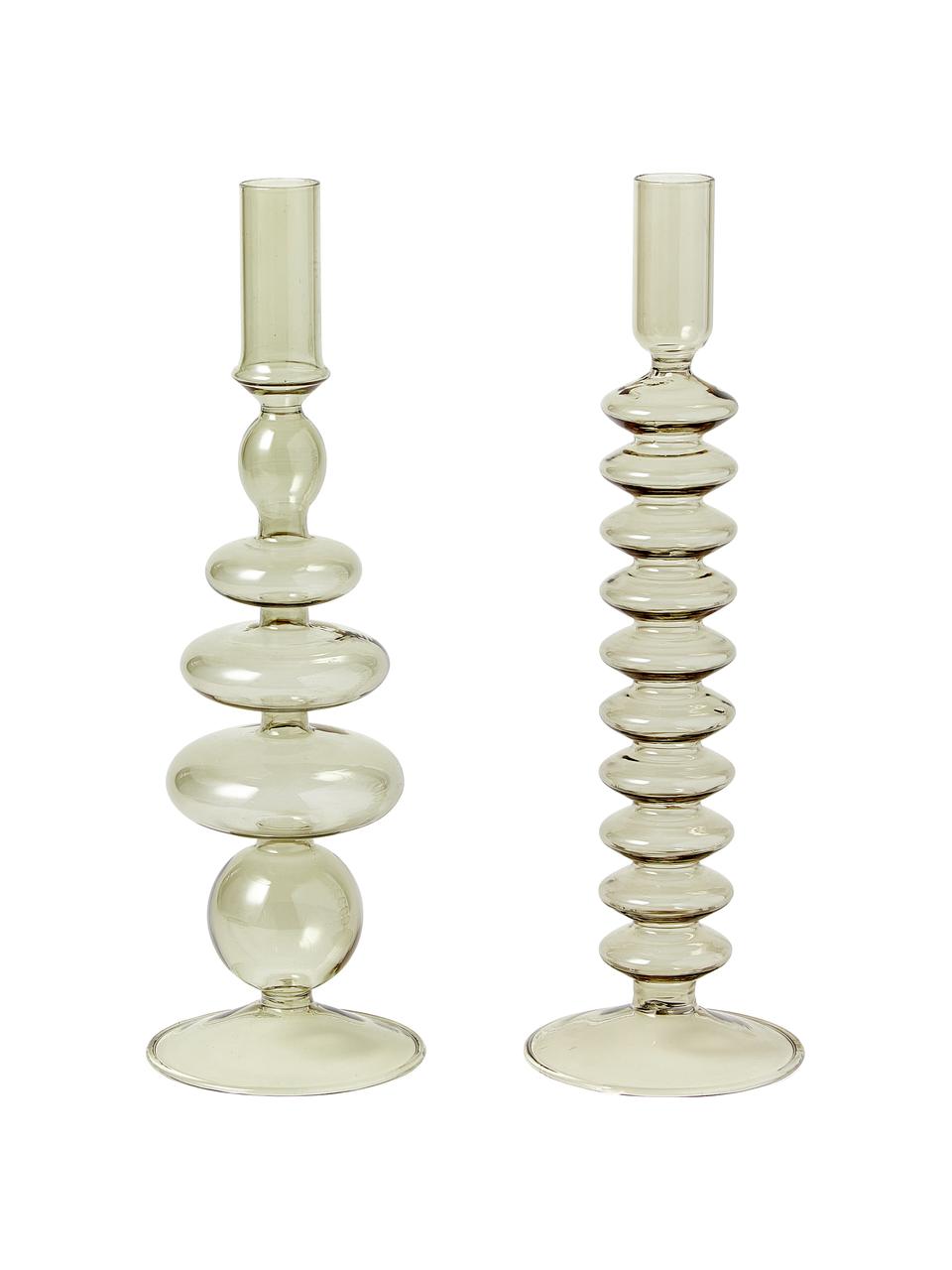Chandeliers Clea, lot de 2, Verre, Vert, transparent, Lot de différentes tailles