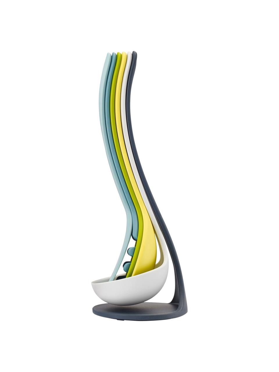 Set de utensilios de cocina con soporte Nest, 6 pzas., Plástico termoplástico, Tonos verde y amarillo, Ø 12 x Al 34 cm