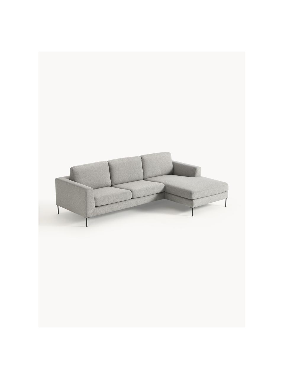 Ecksofa Cucita (3-Sitzer), Bezug: Webstoff (100% Polyester), Gestell: Massives Kiefernholz, Webstoff Grau, B 262 x T 163 cm, Eckteil links