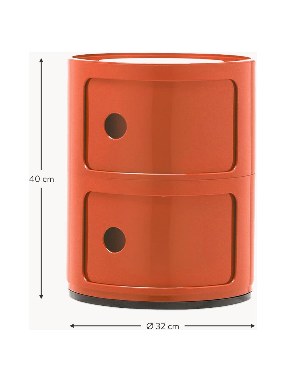 Designový odkládací stolek Componibili, 2 moduly, Umělá hmota (ABS), probarvená skrz, Oranžová, lesklá, Ø 32 cm, V 40 cm