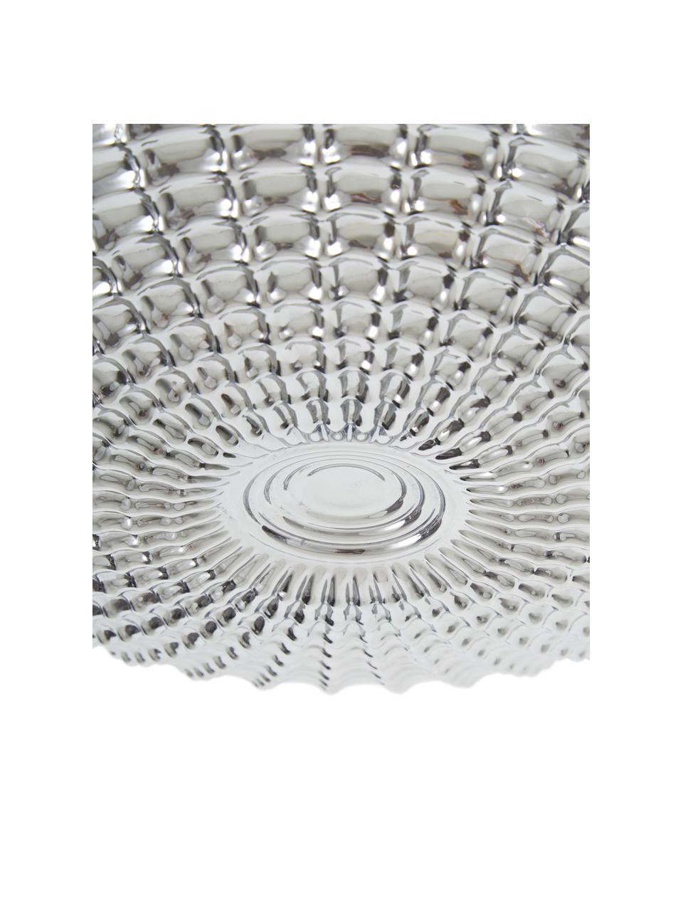 Kleine plafondlamp Clam van glas, Lampenkap: glas, Baldakijn: gecoat staal, Chroomkleurig, wit, Ø 30 x H 12 cm