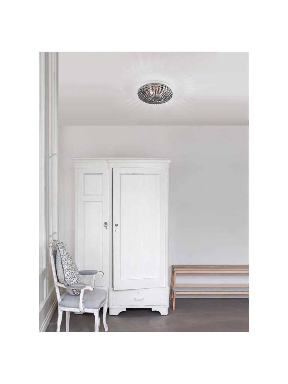 Mała lampa sufitowa ze szkła Clam, Chrom, biały, Ø 30 x W 12 cm