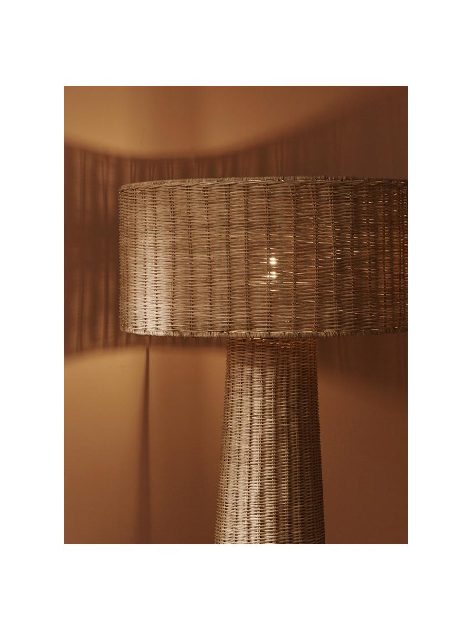 Ručně vyrobená designová stojací lampa z ratanu Paolo, Světle hnědá, Ø 50 cm, V 150 cm
