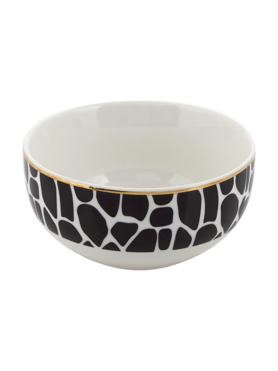 Boles Wild Jungle, 4 uds., Porcelana, Blanco con manchas negras, Ø 13 x Al 7 cm