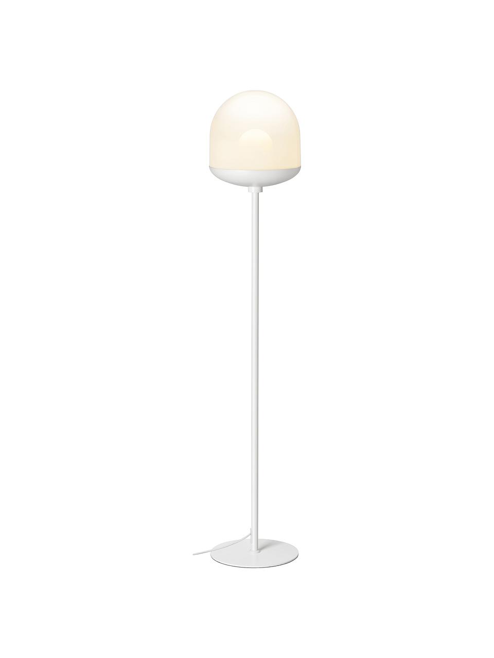 Kleine vloerlamp Magia van glas, Lampenkap: glas, Lampvoet: gecoat metaal, Wit, Ø 25 x H 131 cm