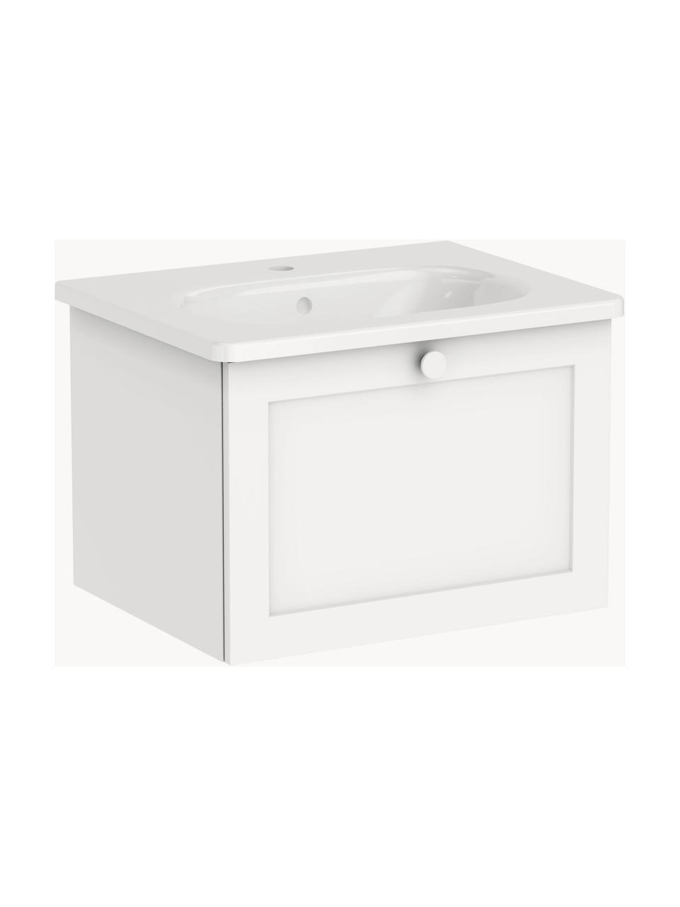 Lavabo con mobiletto Rafaella, larg. 60 cm, Manico: alluminio rivestito, Bianco, Larg. 60 x Alt. 42 cm