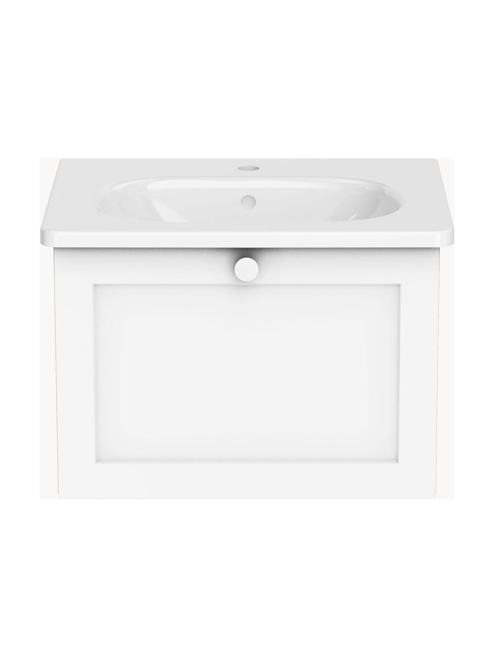 Lavabo con mobiletto Rafaella, larg. 60 cm, Manico: alluminio rivestito, Bianco, Larg. 60 x Alt. 42 cm