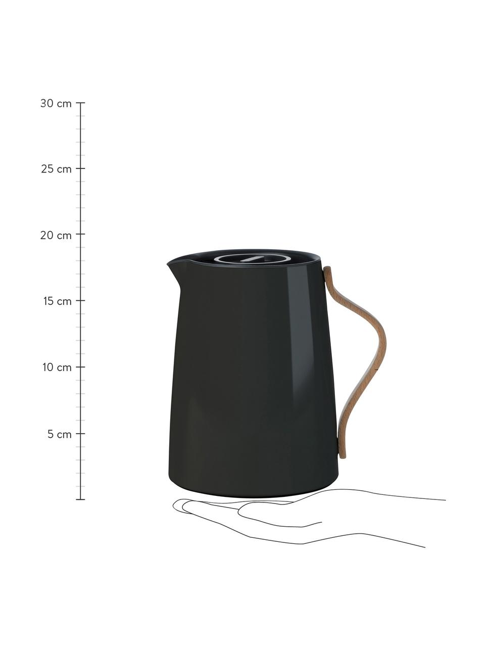 Teezubereiter Emma glänzend, 1 L, Korpus: Edelstahl, Beschichtung: Emaille, Griff: Buchenholz, Schwarz, glänzend, 1 L