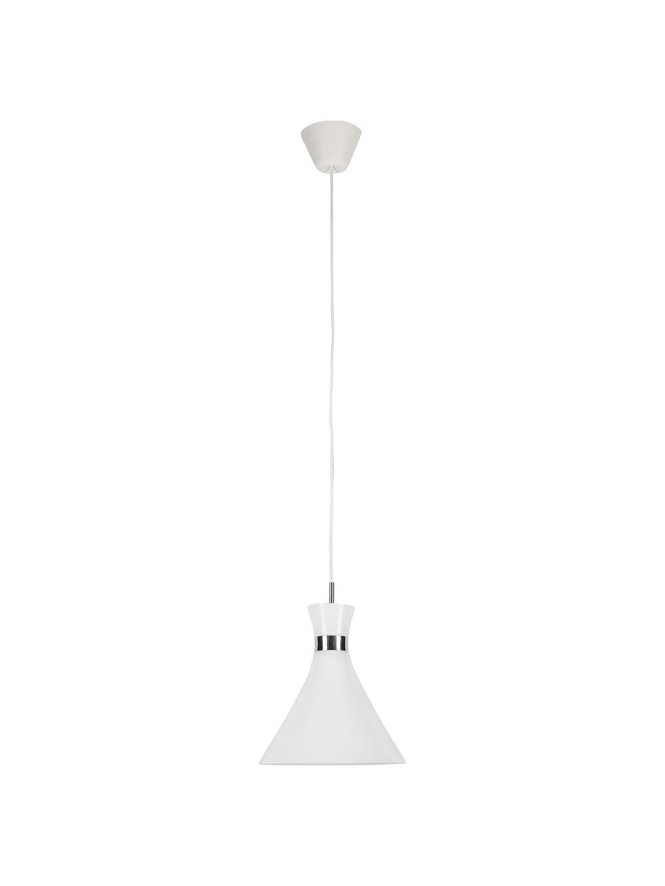 Kleine hanglamp Trumpet van glas, Lampenkap: glas, Wit, chroomkleurig, Ø 26  x H 35 cm