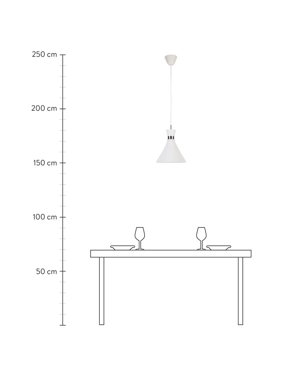 Lámpara de techo pequeña de vidrio Trumpet, Pantalla: vidrio, Anclaje: plástico, Cable: cubierto en tela, Blanco, cromo, Ø 26 x Al 35 cm