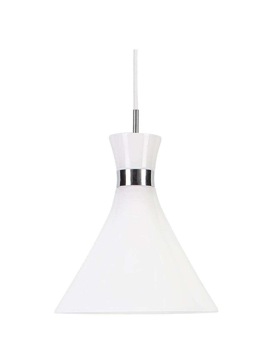 Lampada a sospensione in vetro Trumpet, Paralume: vetro, Bianco, cromo, Ø 26 x Alt. 35 cm