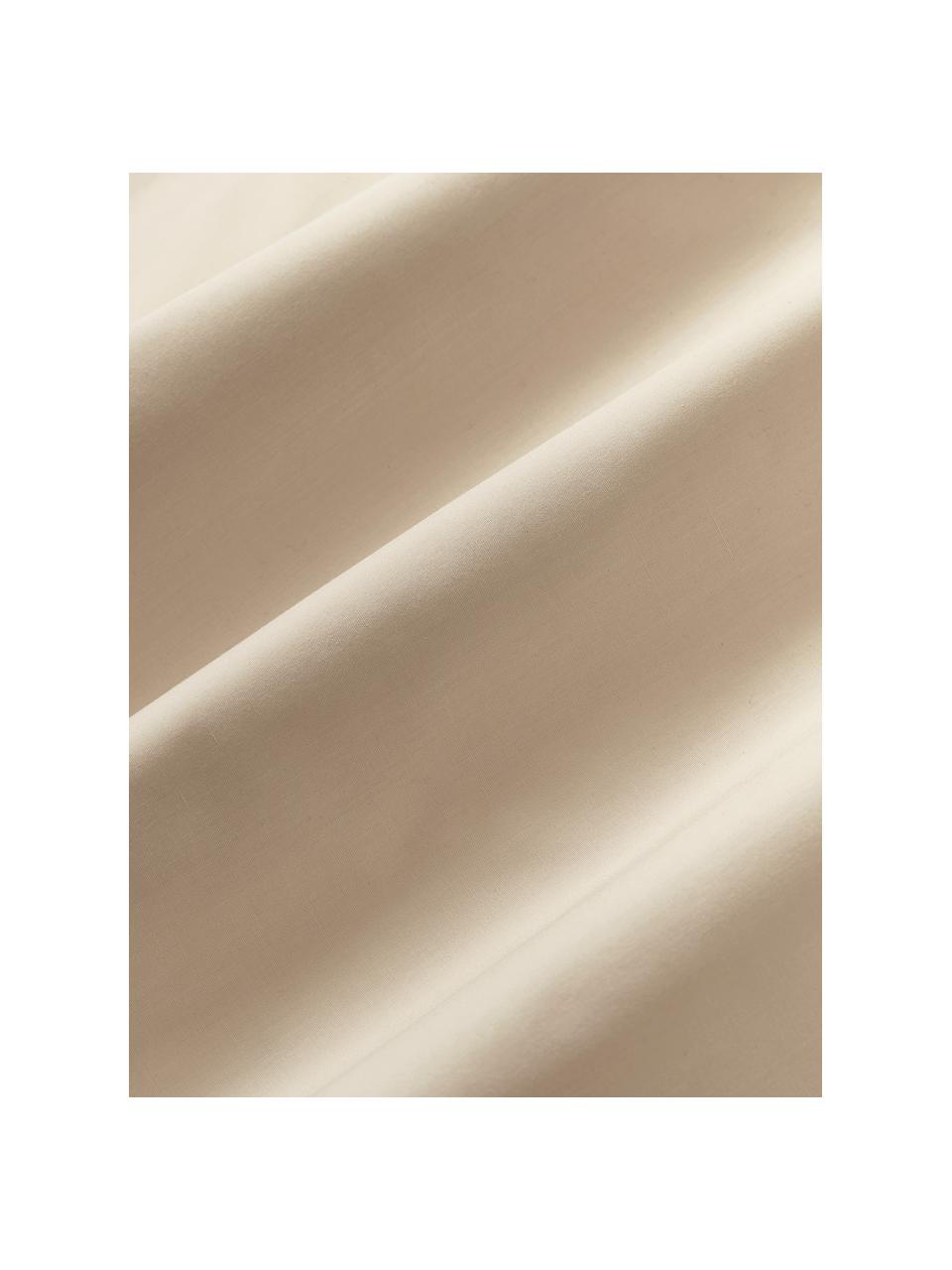 Drap plat en percale de coton Elsie, Beige, larg. 240 x long. 280 cm