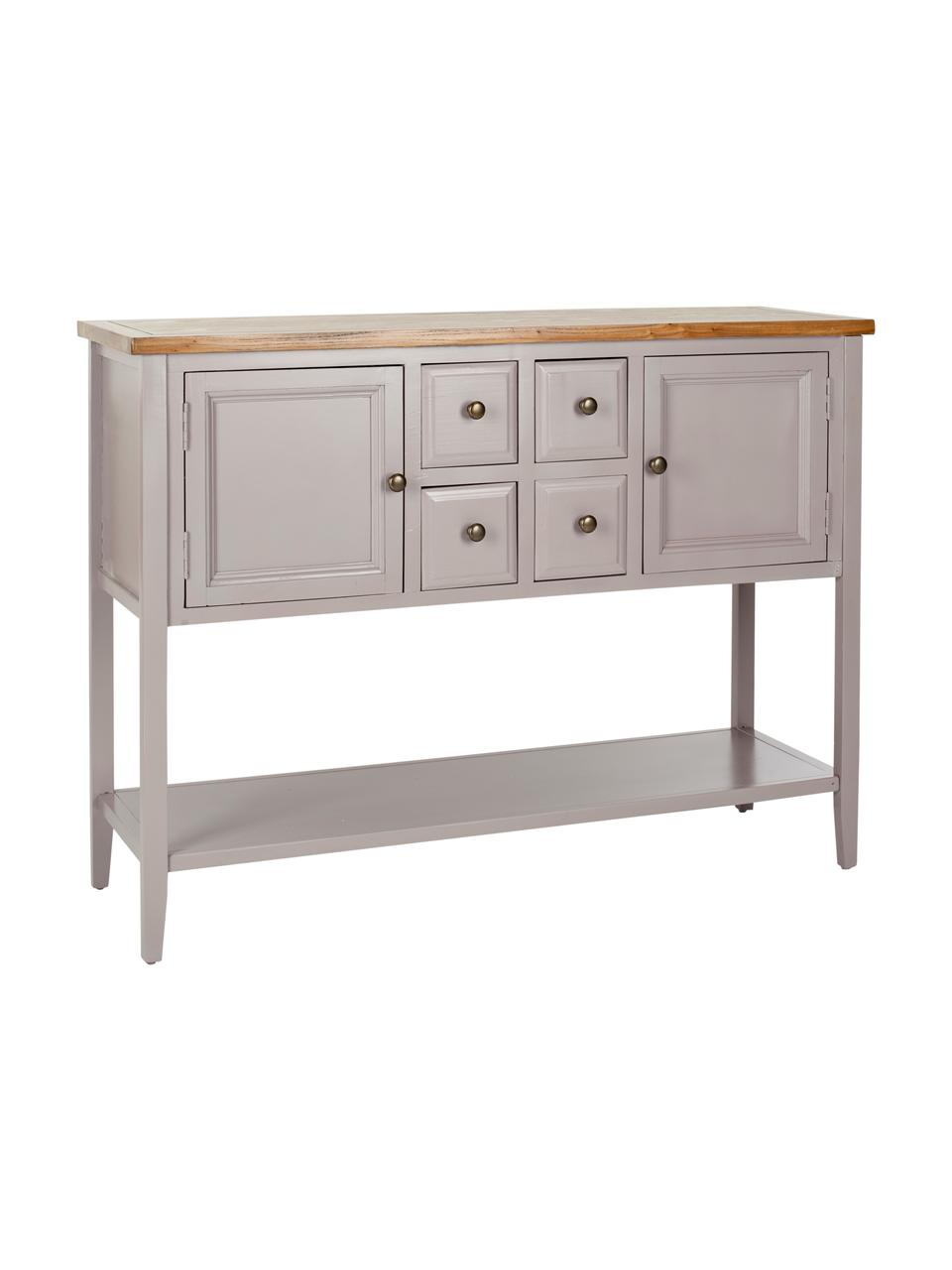 Credenza country in legno di olmo Amy, Grigio chiaro, Larg. 116 x Alt. 86 cm