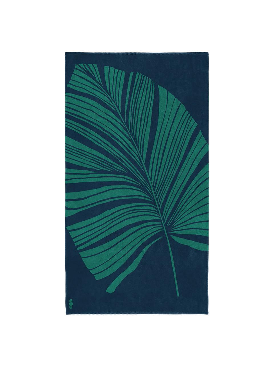 Plážová osuška s tropickým potiskem Foil, Modrá, zelená