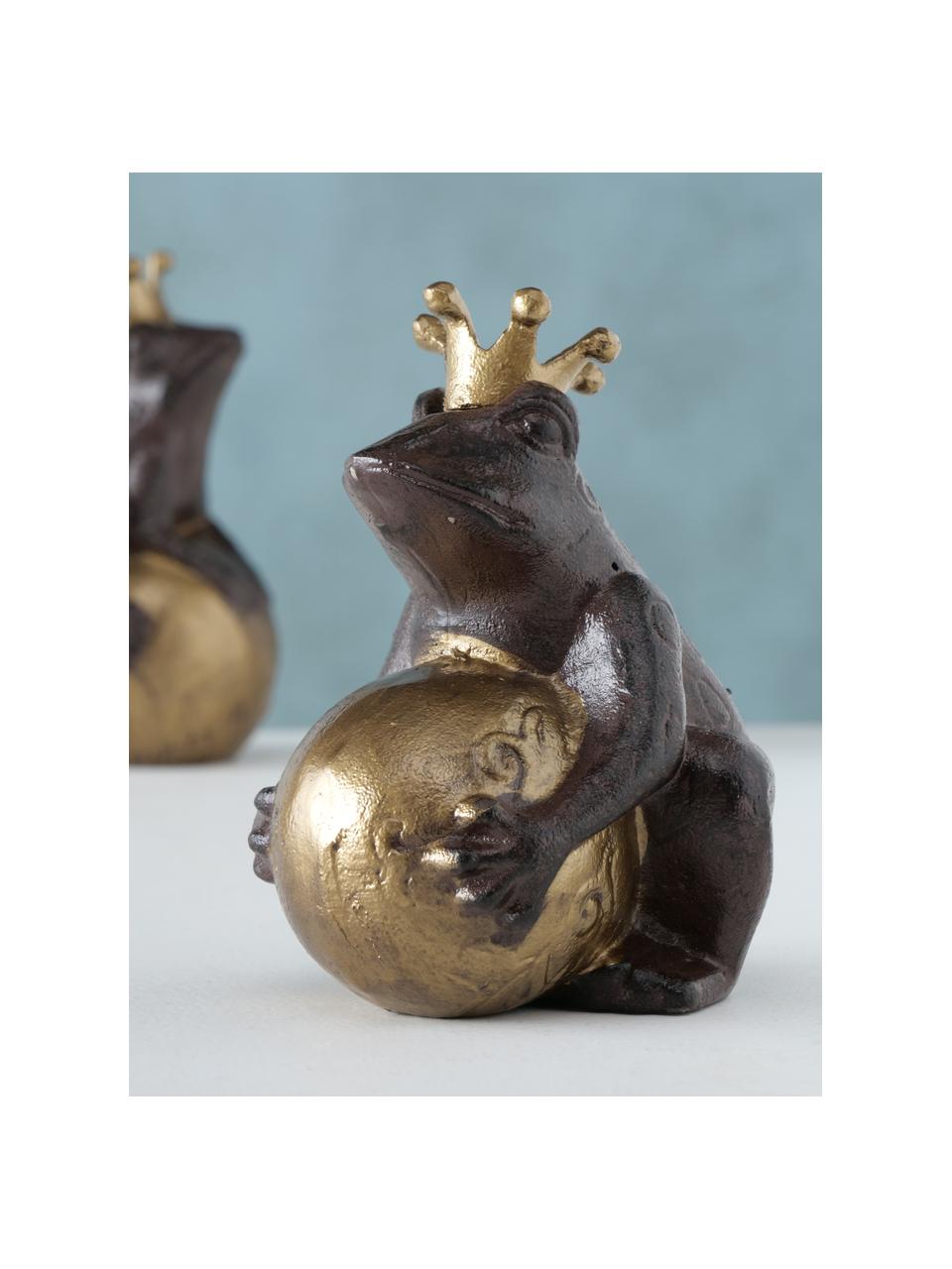 Decoratieve objectenset Froggy, 2-delig, Gecoat metaal, Donkerbruin, goudkleurig, Set met verschillende formaten