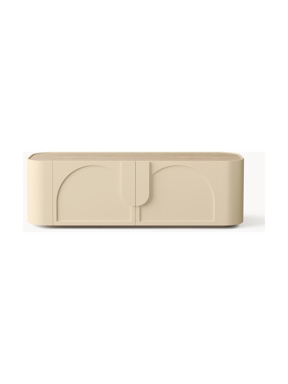 Lowboard Jodie, Gestell: Massives Eschenholz Diese, Hellbeige, Eschenholz, B 160 x H 50 cm