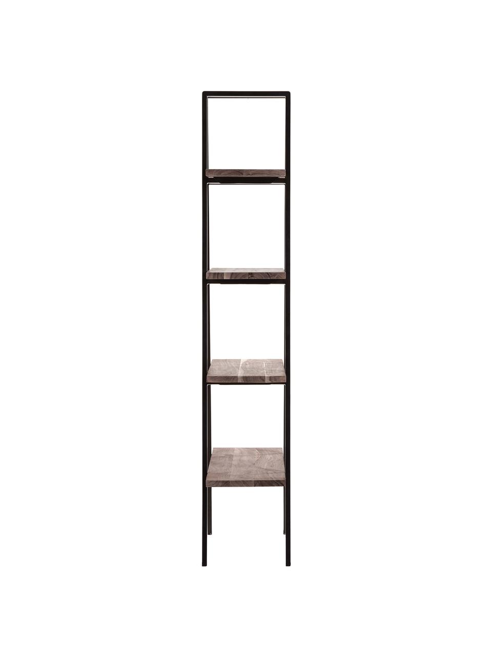 Libreria Delaia, Legno, metallo, Marrone scuro, nero, Larg. 100 x Alt. 185 cm