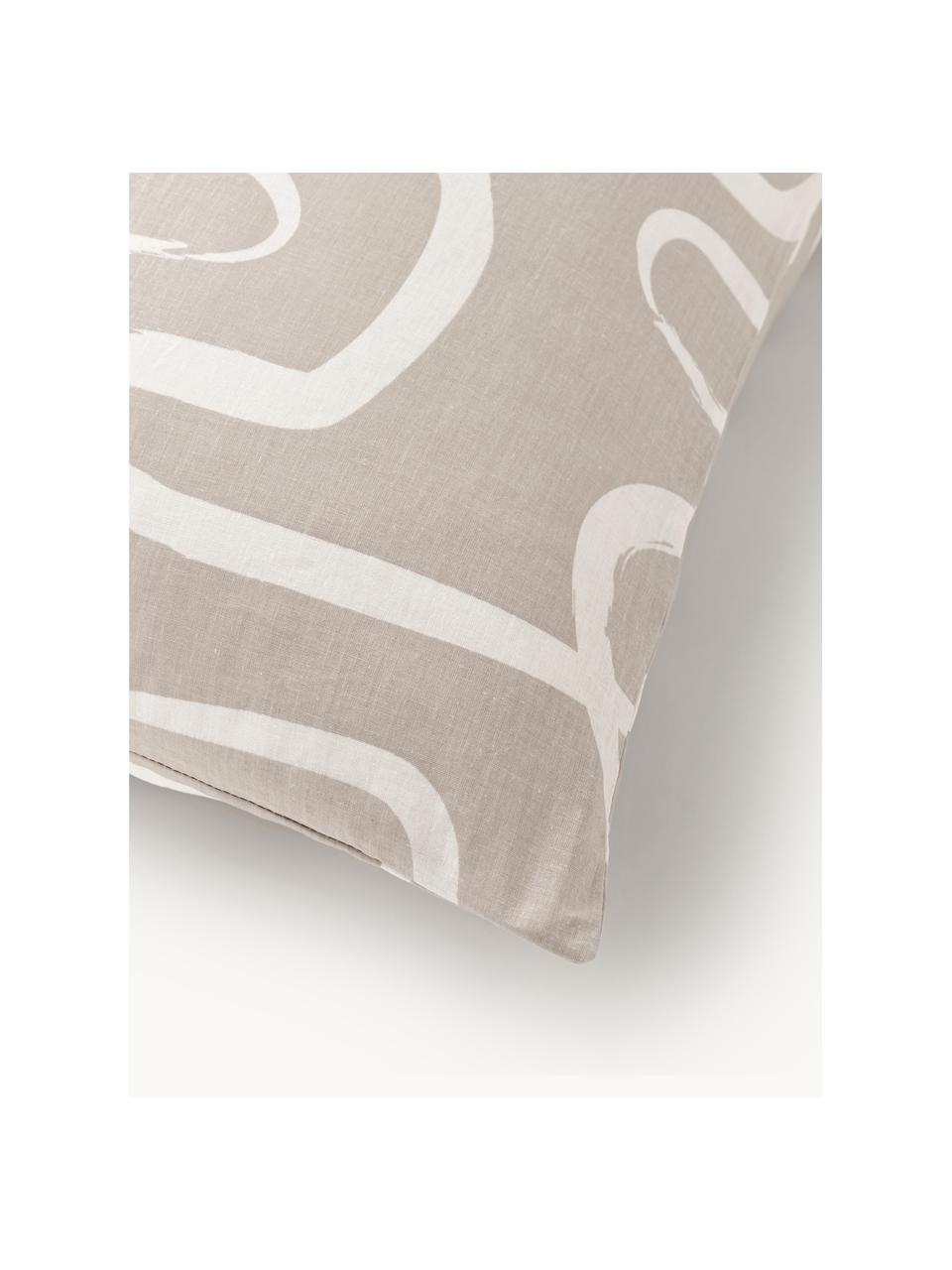 Funda de almohada de algodón Malu, Beige claro, blanco, An 45 x L 110 cm