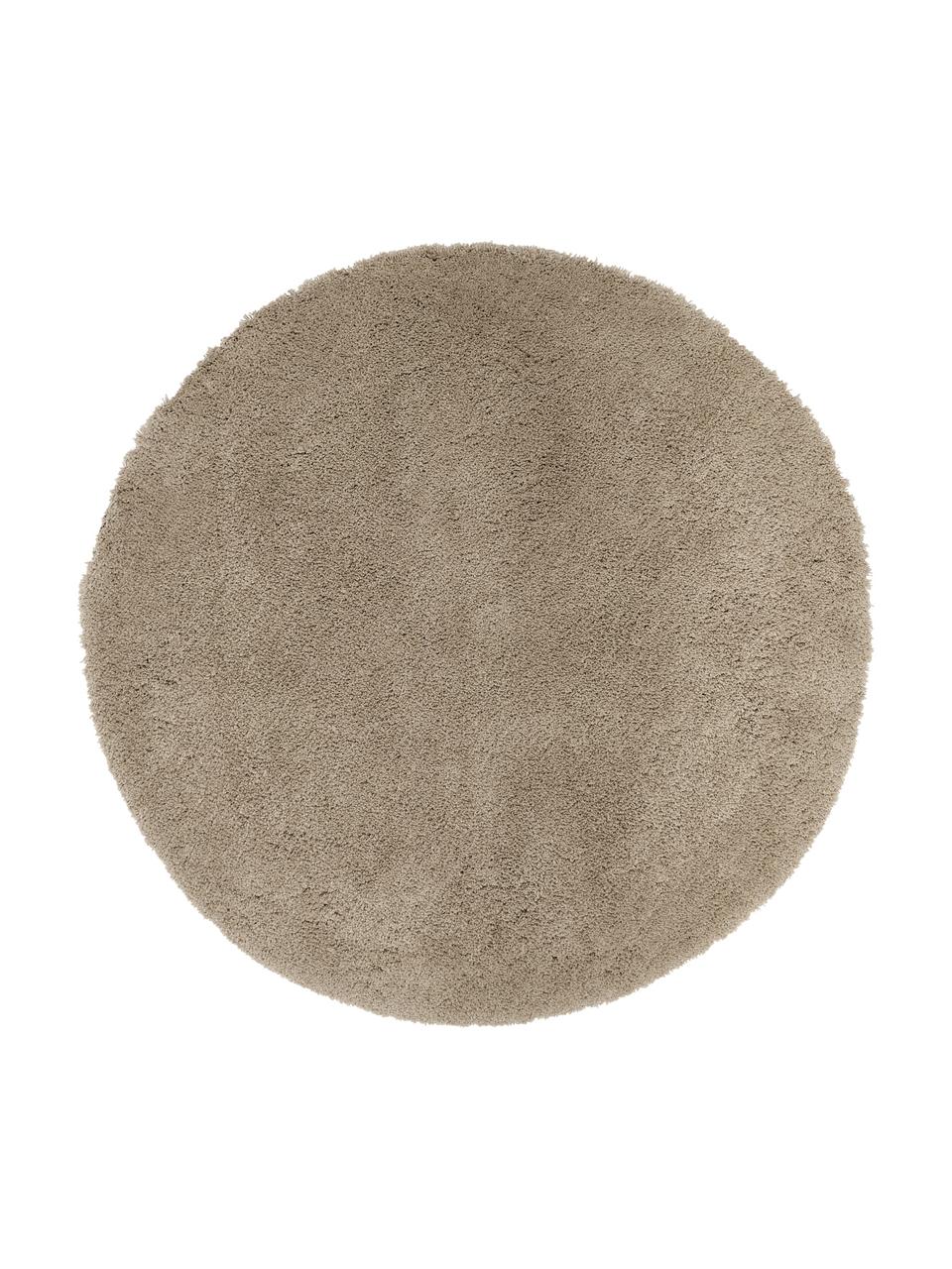 Alfombra redonda de pelo largo Leighton, Parte superior: microfibra (100% poliéste, Reverso: 70% poliéster, 30% algodó, Beige-marrón, Ø 150 cm (Tamaño M)