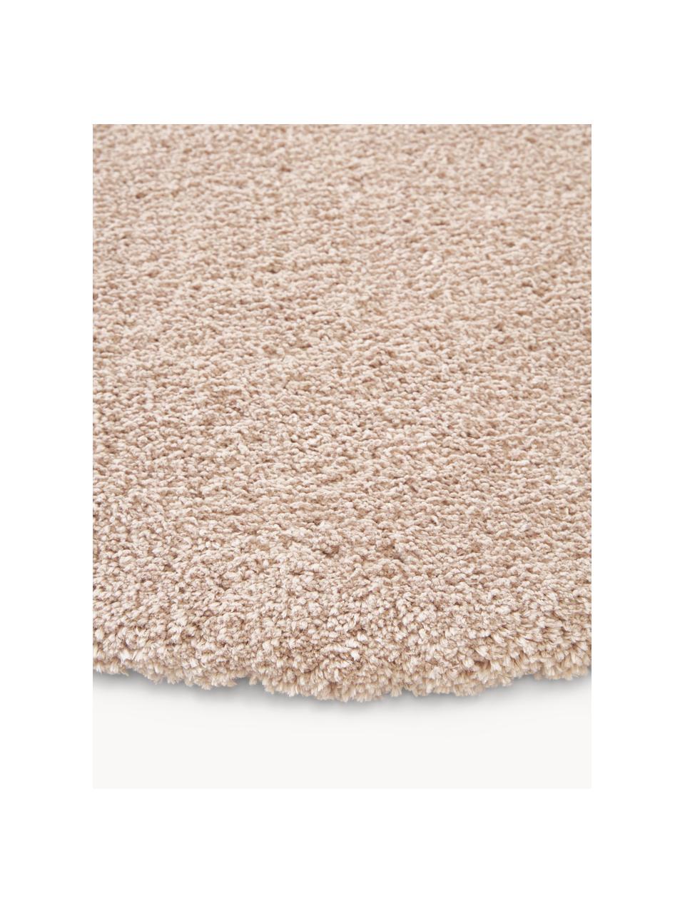 Načechraný kulatý koberec s vysokým vlasem Leighton, Béžová, Ø 150 cm (velikost M)
