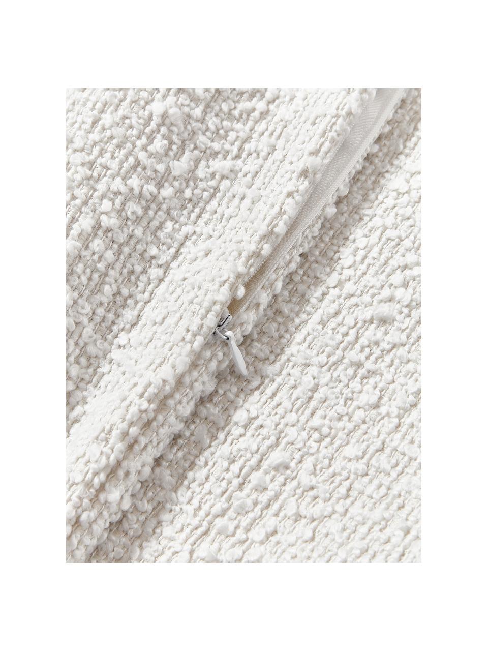 Fundas de cojín en tejido bouclé Bellamie, 2 uds., Bouclé (95% poliéster, 5% poliacrílico), Blanco crema, An 45 x L 45 cm