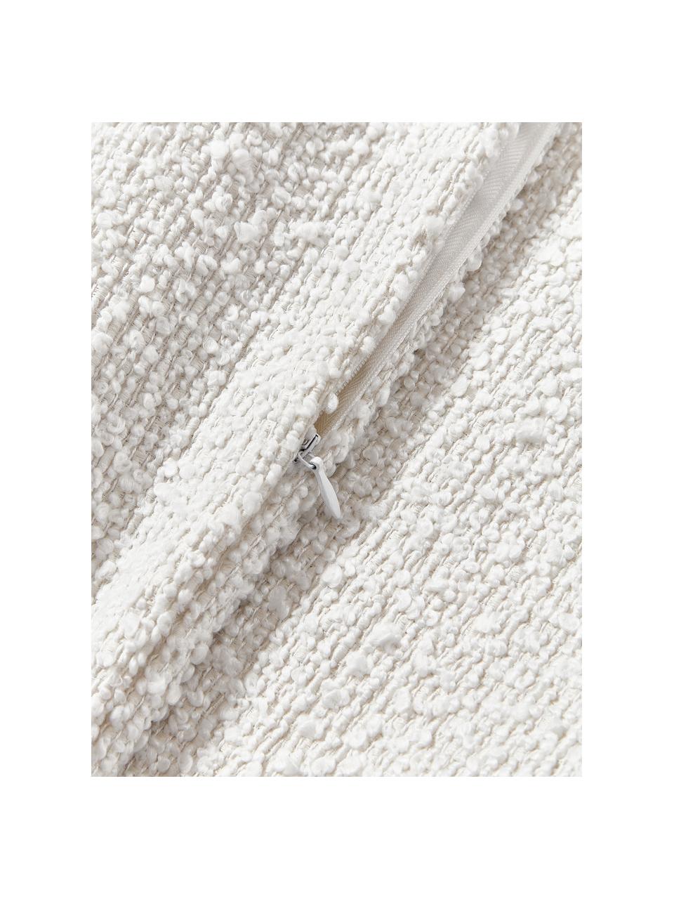 Housses de coussin en tissu bouclé Bellamie, 2 pièces, Tissu bouclé (95 % polyester, 5 % polyacrylique), Bouclé blanc, larg. 45 x long. 45 cm, 2 pièces