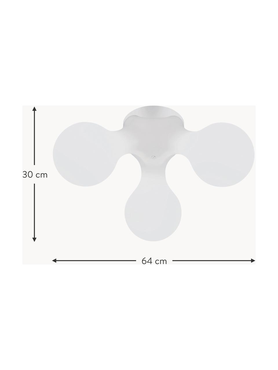 Applique con luce regolabile Atomium, Struttura: metallo rivestito, Paralume: plastica, Bianco, Larg. 64 x Alt. 30 cm
