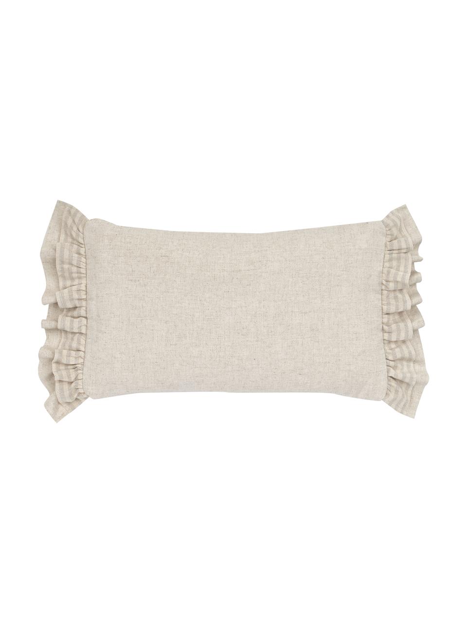 Kissenhülle Colette mit Rüschen, 60% Polyester, 25% Baumwolle, 15% Leinen, Beige, B 30 x L 50 cm