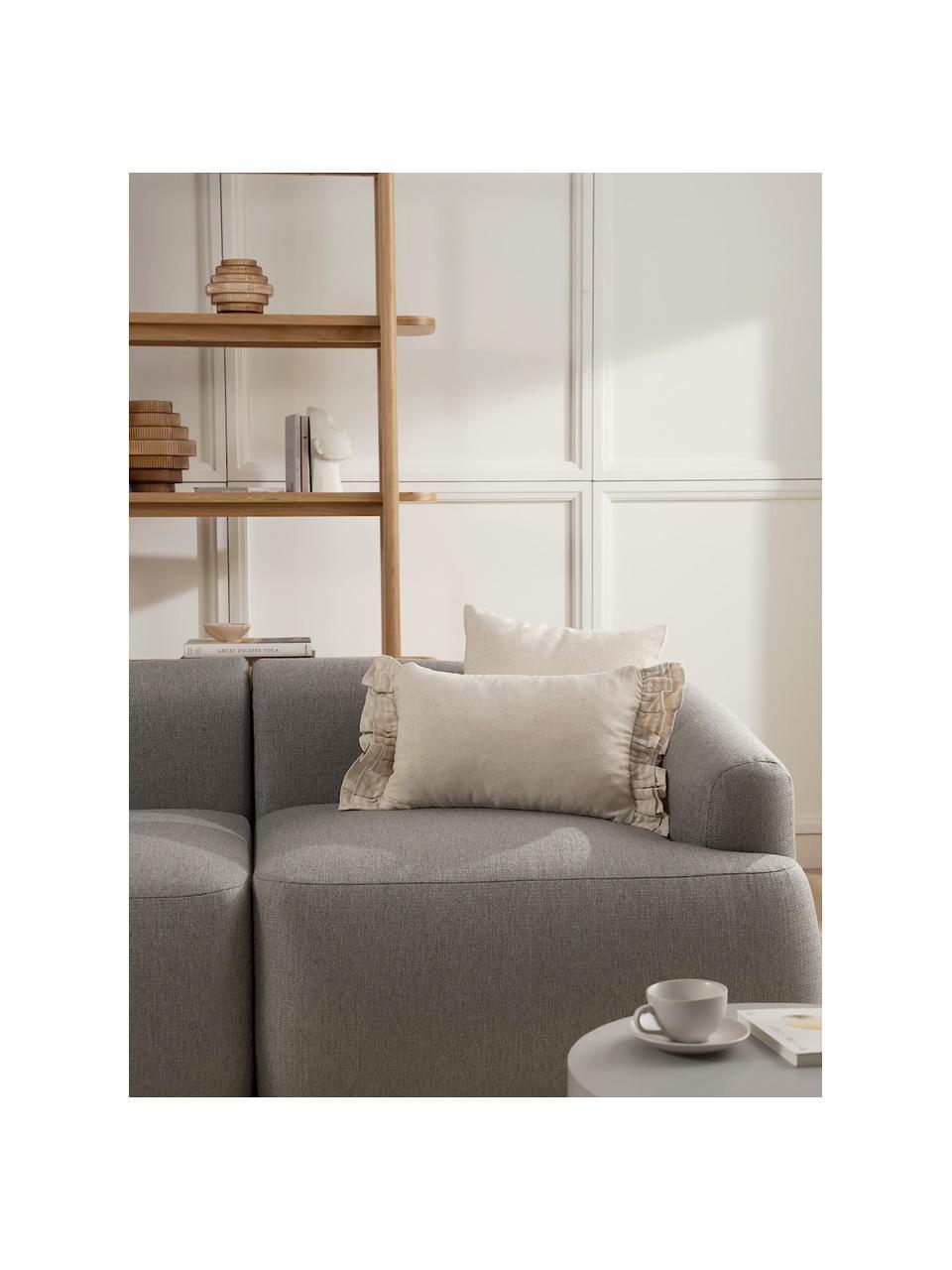 Kissenhülle Colette mit Rüschen, 60% Polyester, 25% Baumwolle, 15% Leinen, Beige, B 30 x L 50 cm