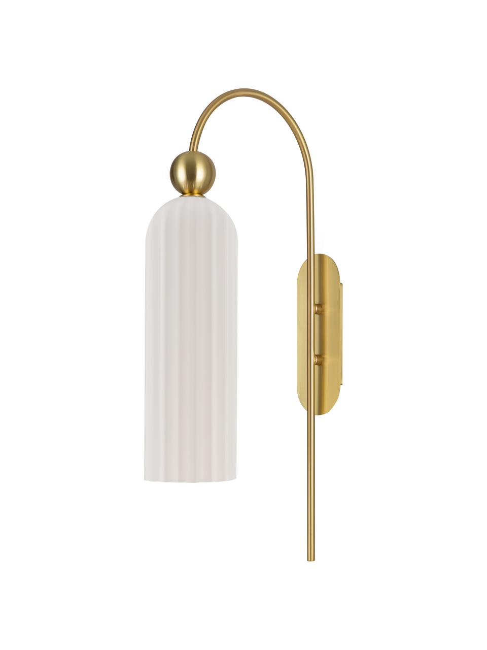 Aplique Antic, Pantalla: vidrio, Estructura: metal recubierto, Latón, blanco, Ø 10 x Al 30 cm