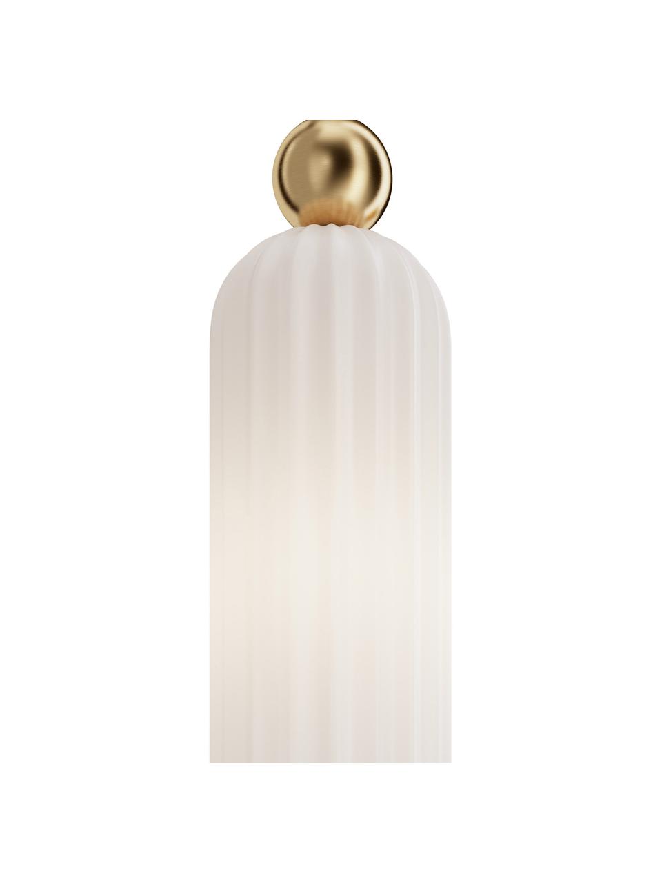 Lampada da parete Antic, Paralume: vetro, Struttura: metallo rivestito, Ottonato, bianco, Ø 10 x Alt. 30 cm