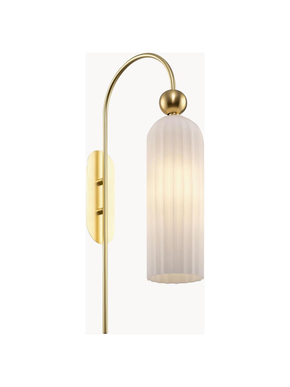 Wandlamp Antic, Lampenkap: glas, Goudkleurig, wit, Ø 10 x H 30 cm