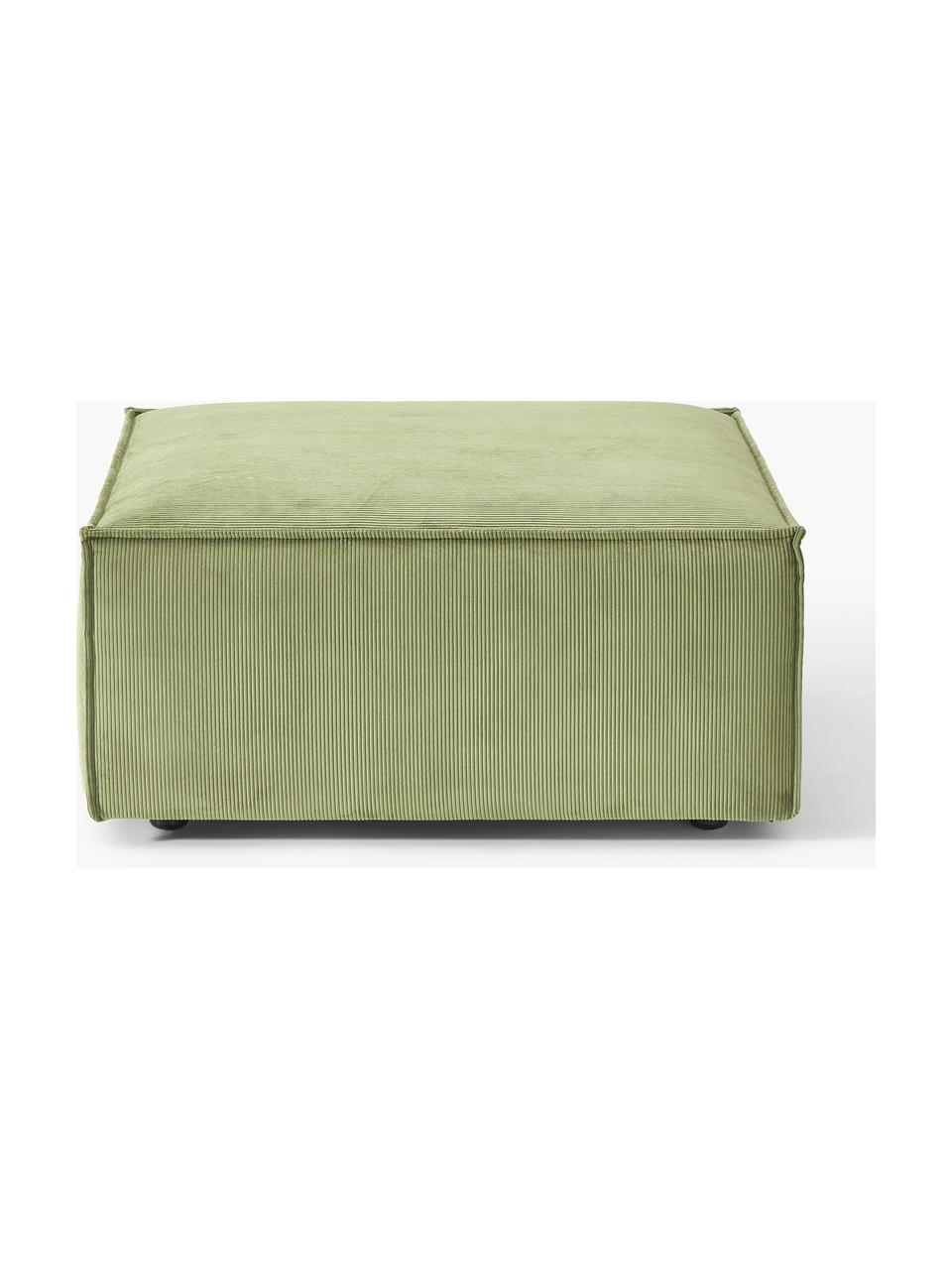 Pouf en velours côtelé Lennon, Velours côtelé vert olive, larg. 88 x prof. 88 cm