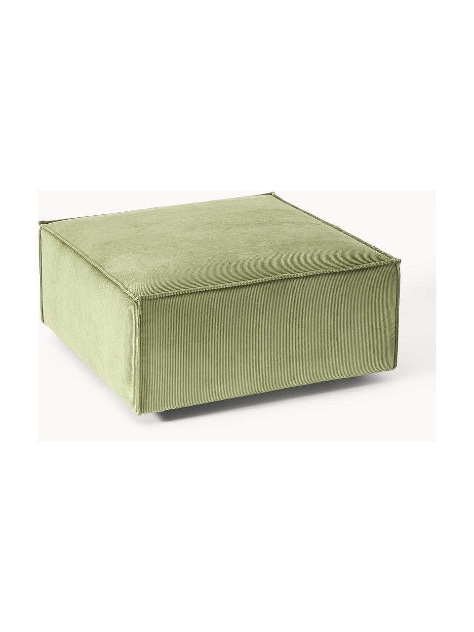 Pouf en velours côtelé Lennon, Velours côtelé vert olive, larg. 88 x prof. 88 cm