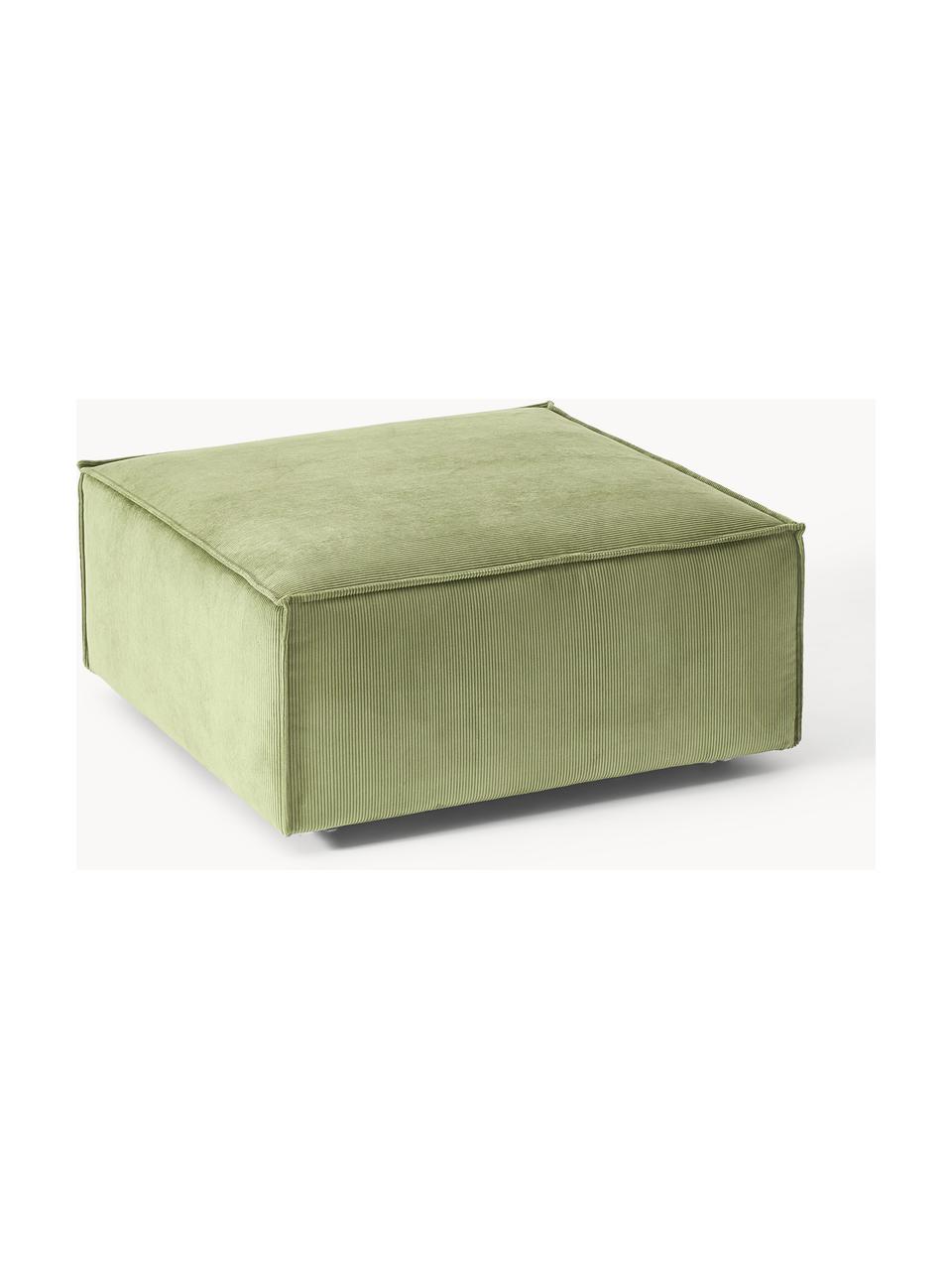 Pouf en velours côtelé Lennon, Velours côtelé vert olive, larg. 88 x prof. 88 cm