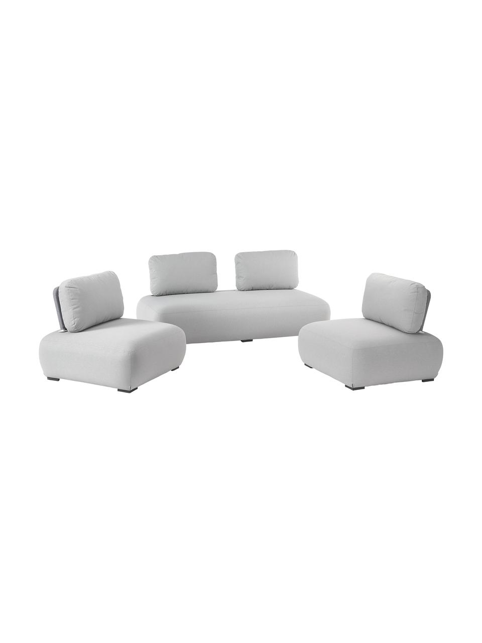 Modulares Garten-Lounge-Set Olala, 3-tlg, Bezug: 100 % Polyester Der hochw, Gestell: Metall, beschichtet, Webstoff, Hellgrau, B 103 x H 78 cm