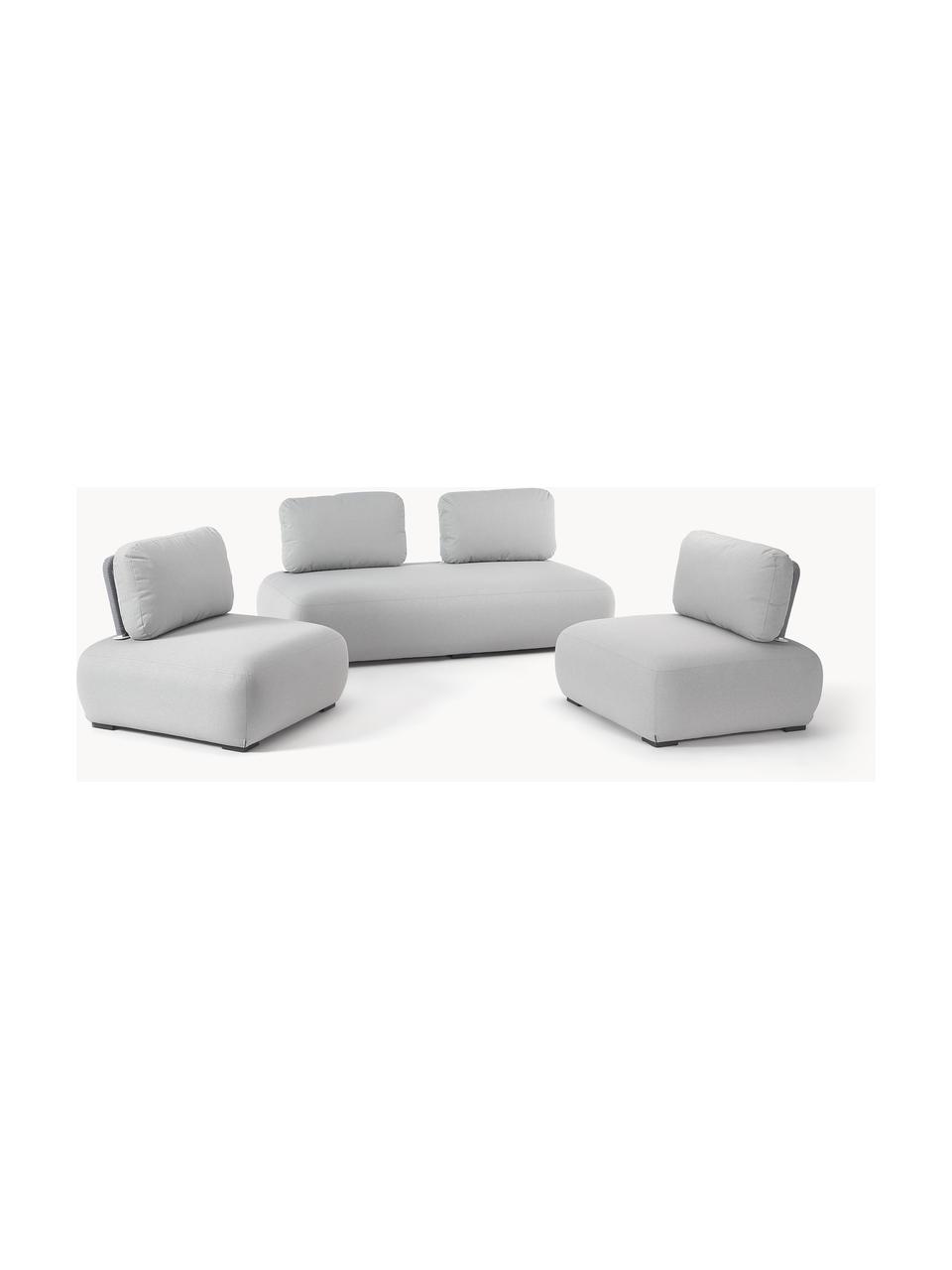 Modulares Garten-Lounge-Set Olala, 3-tlg., Bezug: 100 % Polyester Der hochw, Gestell: Metall, beschichtet, Webstoff, Hellgrau, Set mit verschiedenen Grössen