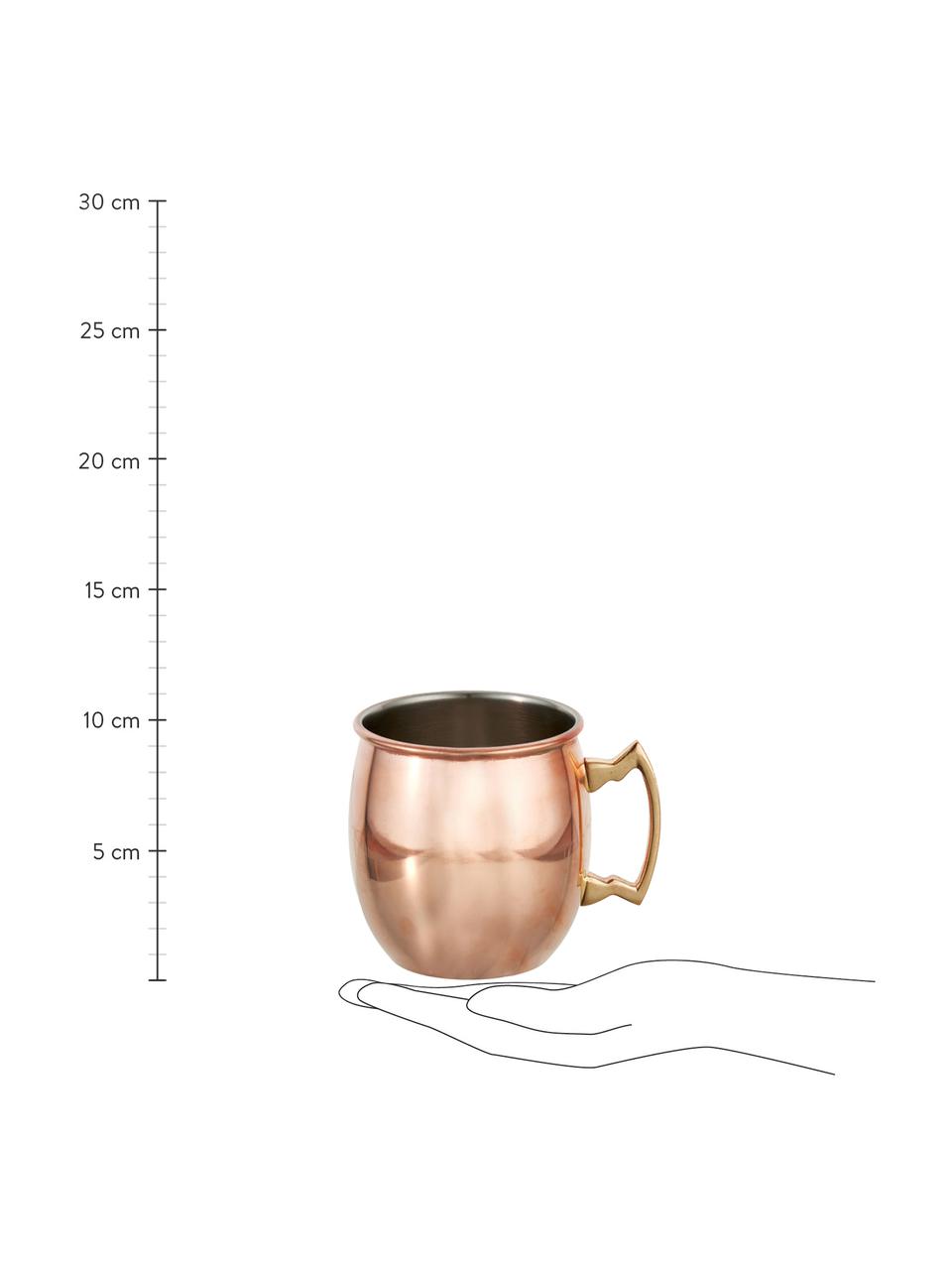 Moscow Mule beker Shiny met glad oppervlak, Staal, buitenzijde verkoperd, Koperkleurig, Ø 9 x H 10 cm, 450 ml