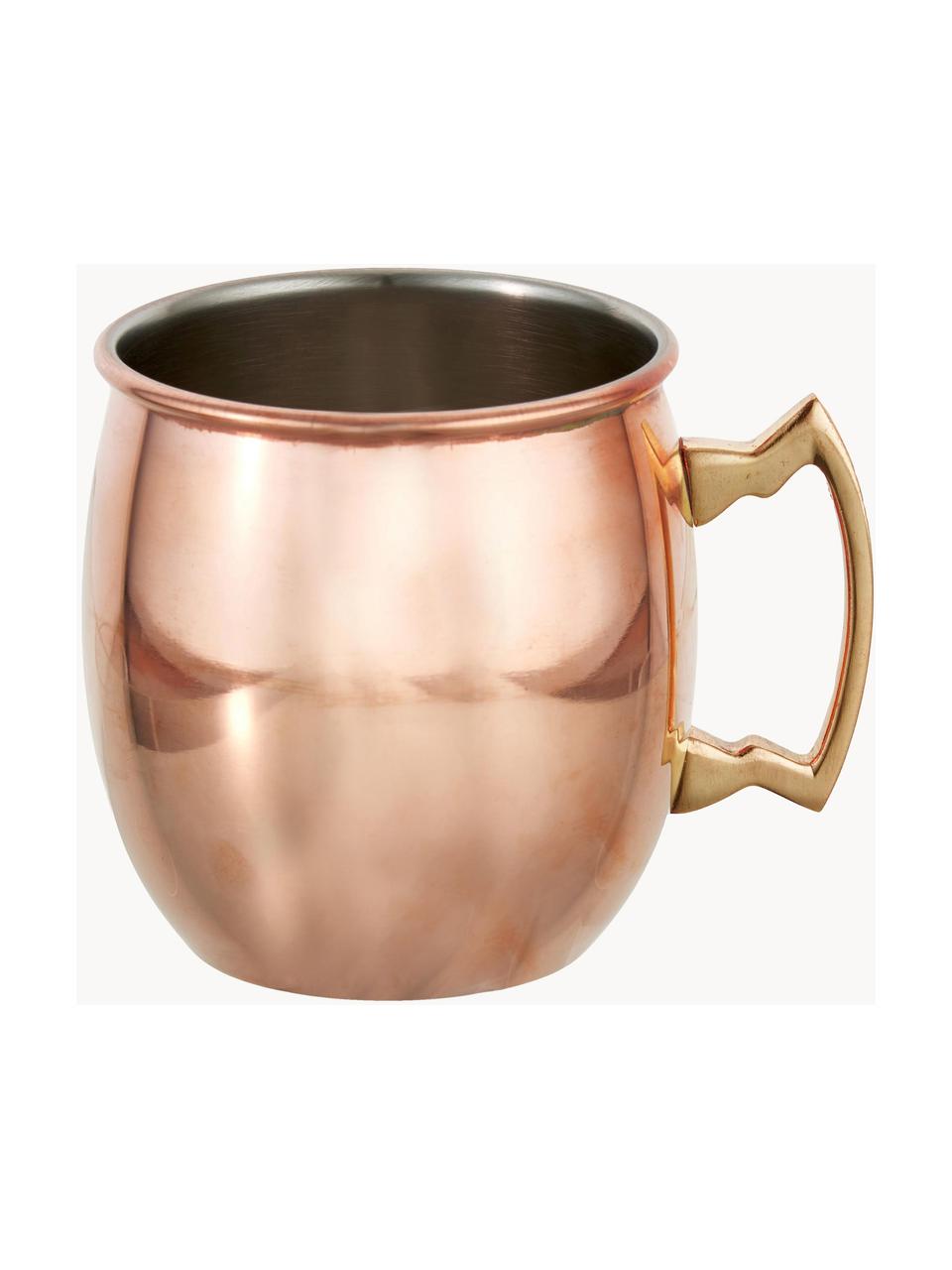 Hrnek na Moscow Mule s hladkým povrchem Shiny, Ocel, vnější strana potažená mědí, Metalická růžová, Ø 9 cm, V 10 cm, 450 ml