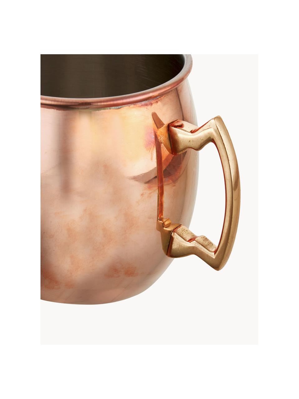 Hrnek na Moscow Mule s hladkým povrchem Shiny, Ocel, vnější strana potažená mědí, Metalická růžová, Ø 9 cm, V 10 cm, 450 ml