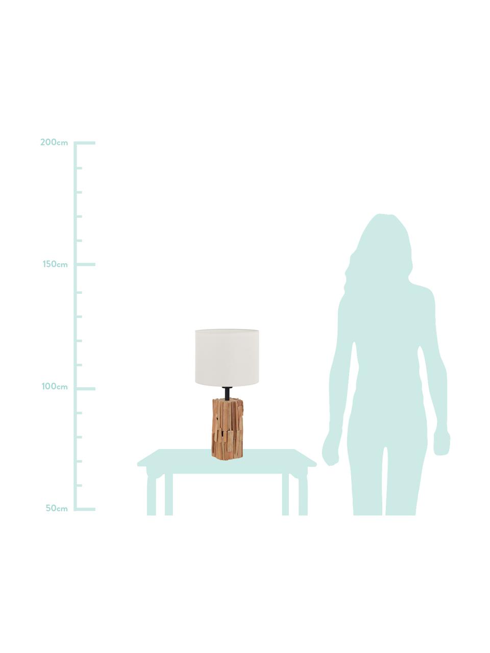 Lámpara de mesa Portishead, Pantalla: lino, Estructura: metal pintado, Cable: plástico, Marrón, blanco, Ø 26 x Al 54 cm