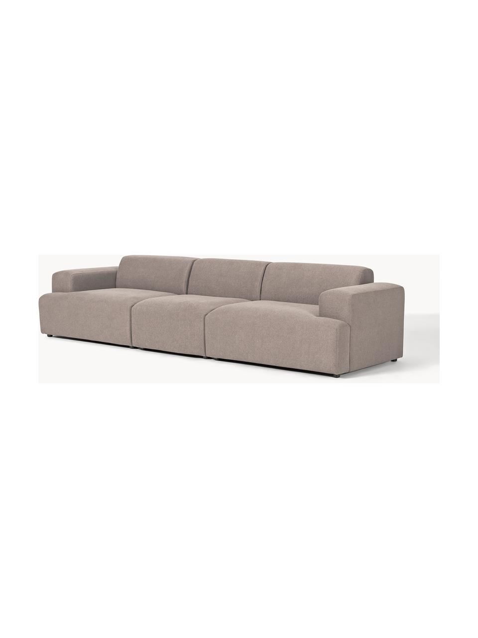 Sofa Melva (4-osobowa), Tapicerka: 100% poliester Dzięki tka, Stelaż: lite drewno sosnowe i świ, Nogi: tworzywo sztuczne Ten pro, Taupe tkanina, S 319 x G 101 cm