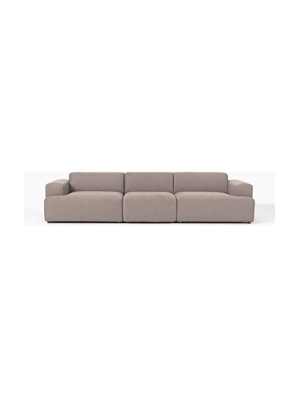 Sofa Melva (4-osobowa), Tapicerka: 100% poliester Dzięki tka, Stelaż: lite drewno sosnowe i świ, Nogi: tworzywo sztuczne Ten pro, Taupe tkanina, S 319 x G 101 cm