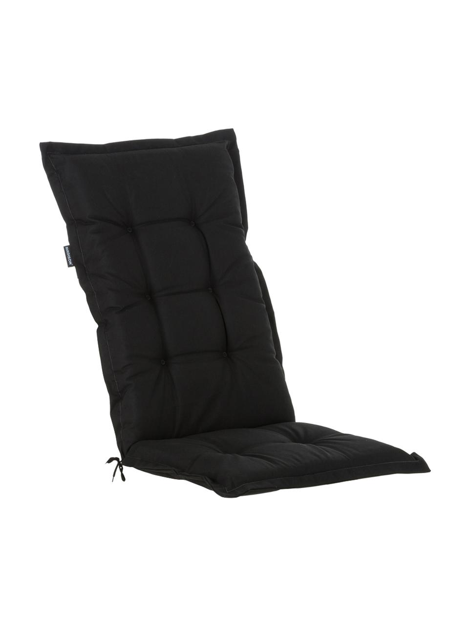 Einfarbige Hochlehner-Stuhlauflage Panama in Schwarz, Bezug: 50% Baumwolle, 50% Polyes, Schwarz, 50 x 123 cm
