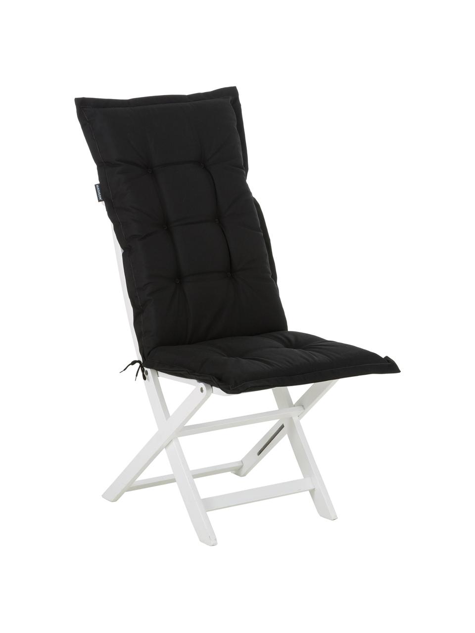 Einfarbige Hochlehner-Stuhlauflage Panama in Schwarz, Bezug: 50% Baumwolle, 50% Polyes, Schwarz, 50 x 123 cm