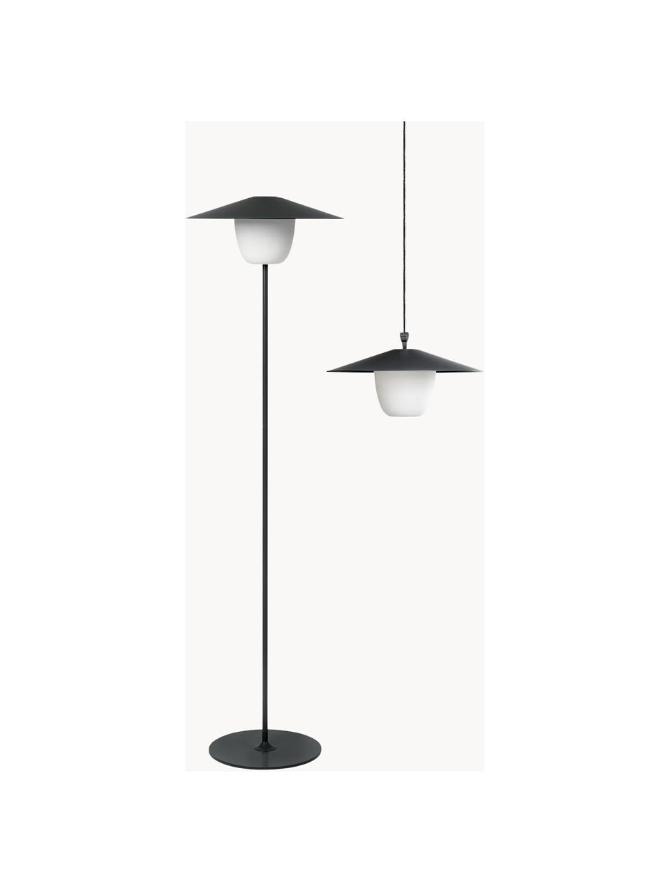 Mobile Dimmbare LED-Aussenleuchte Ani zum Hängen oder Stellen, Lampenschirm: Aluminium, Schwarz, Weiss, Ø 34 x H 121 cm