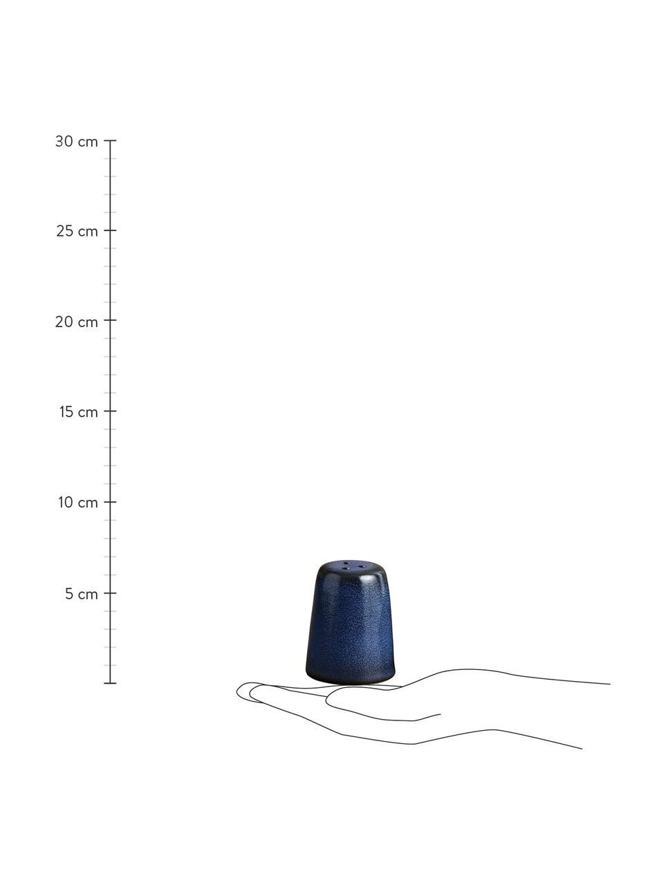 Handgemachter Salz- und Pfefferstreuer Raw mit Farbverlauf, 2er-Set, Steingut, Blau, Ø 5 x H 6 cm
