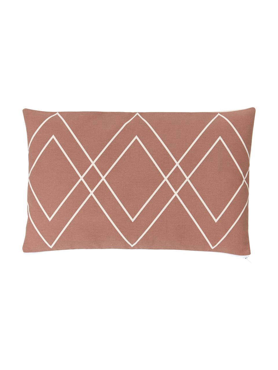 Housse de coussin bohème terracotta Ausel, Terre cuite, blanc crème