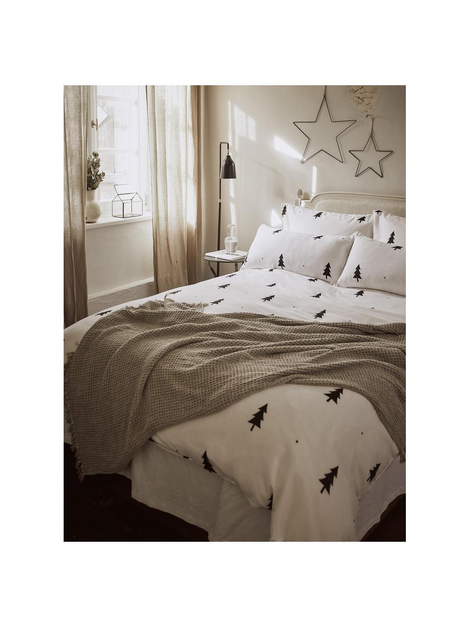 Funda nórdica de franela X-mas Tree, Blanco, negro, Cama 135/140 cm (200 x 200 cm)