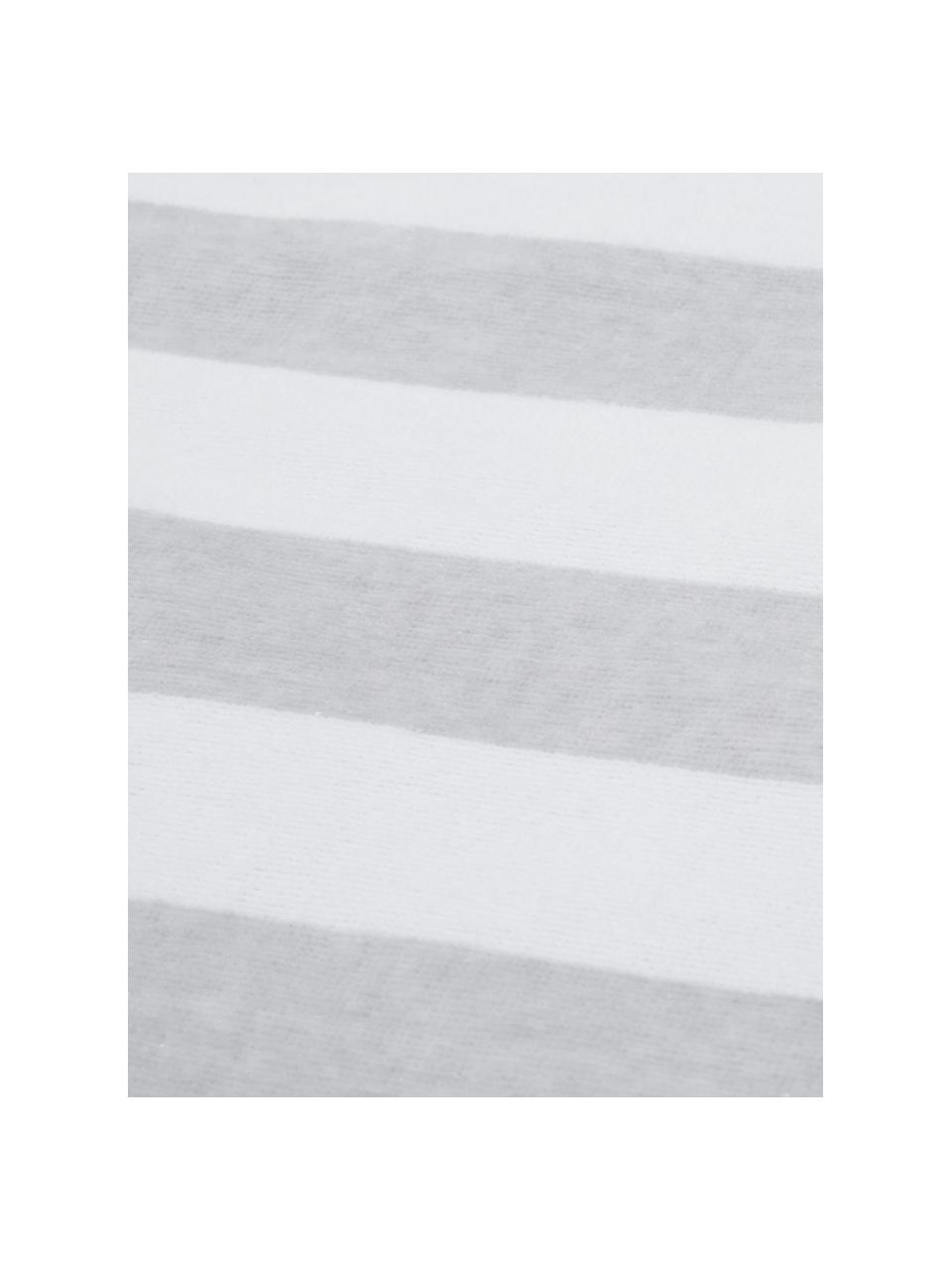 Toalla de playa a rayas con flecos Mare, Gris, blanco, An 80 x L 160 cm